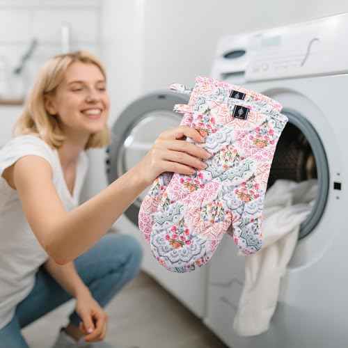 Oven Mitt Extra Long Cotton Cooking Kitchen Mitts with Non (2 Count)
