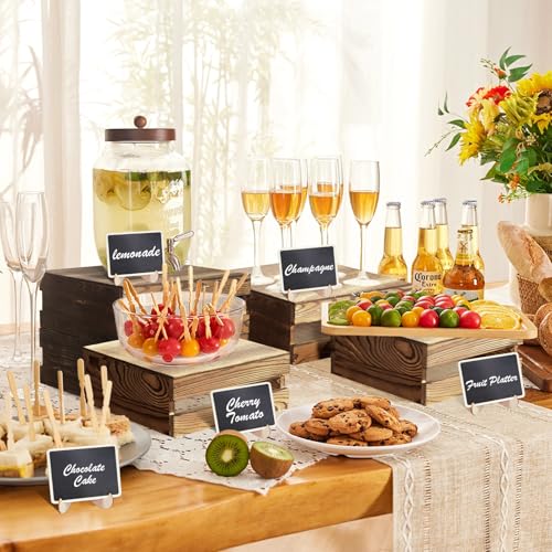 4 Pcs Buffet Risers with Mini Signs