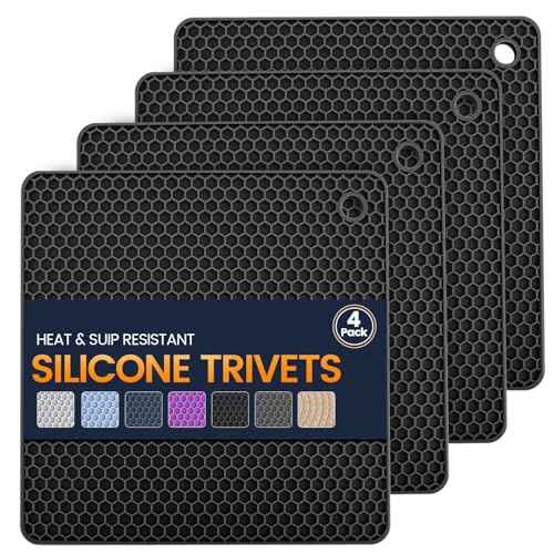 Silicone Trivet Mats 4 Heat Resistant Pot Holders Multipurpose Non