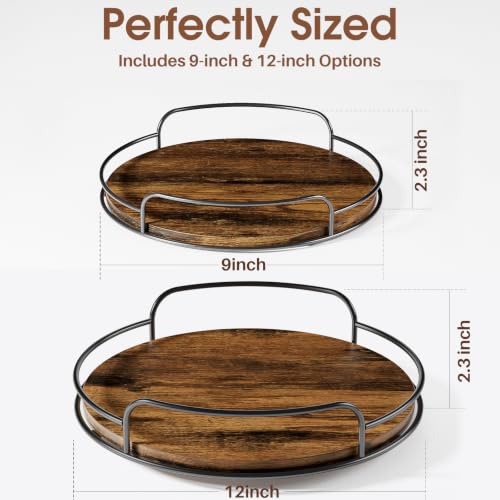 2 Pack 9'' 12'' Lazy Susan Turntable Organizer for Table Top Cabinet