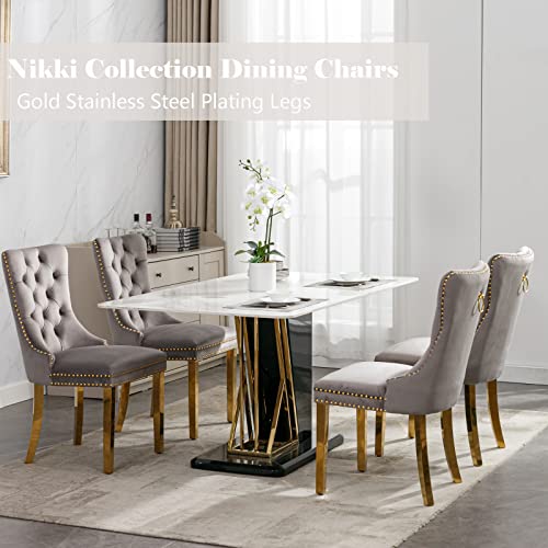 Grey Velvet Dining Chairs Set of 4 (4 Count)
