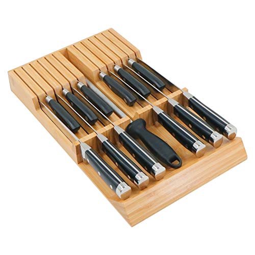 In Drawer Knife Block Bamboo Drawer Organizer
