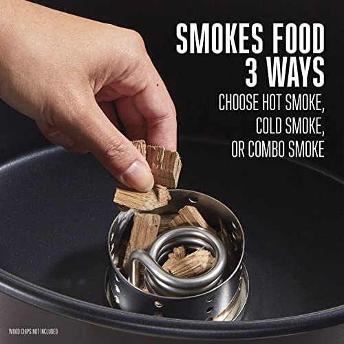 BRANDS 2-in-1 Indoor Electric Smoker & Programmable Slow Cooker, 6 Quart, With 3-Tier Smoking Rack for Meat, Cheese and More, Dishwasher Safe Crock, Temperature Probe, Black (03-2500-W)