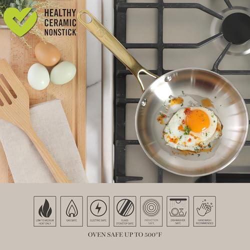 Castelle 8 Inch Stainless Steel Frying Pan with Gold