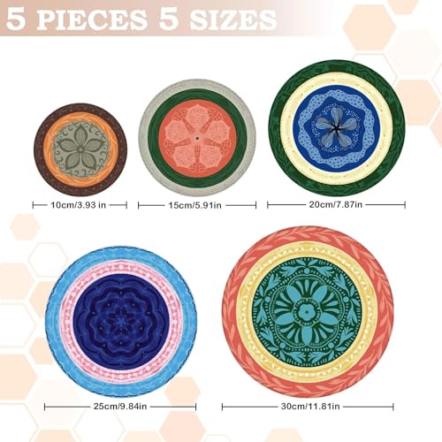 5Pcs Reusable Beeswax Elastic Bowl Covers for Bread Proofing and Food Cover (5 Count)