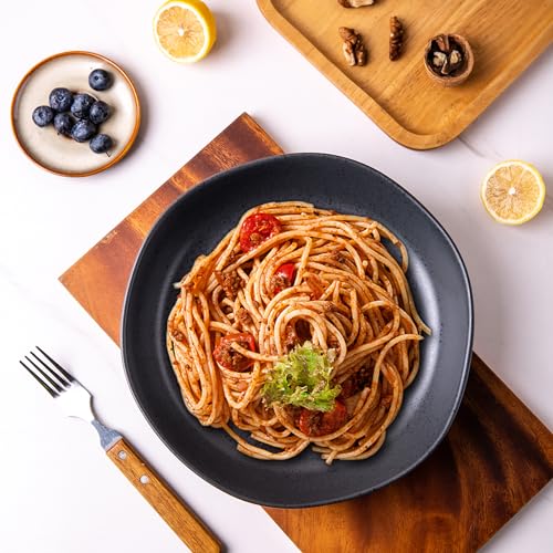 Ceramic 9.75 inch Large Flat Pasta Bowls (4 Count)