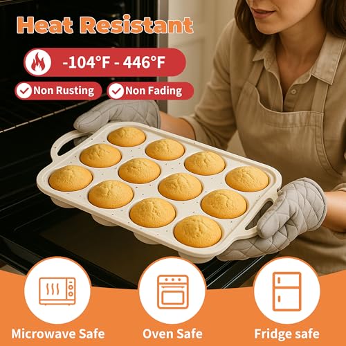 2Pack Silicone Muffin Pan For Baking With Metal Reinforced Frame (2 Count)