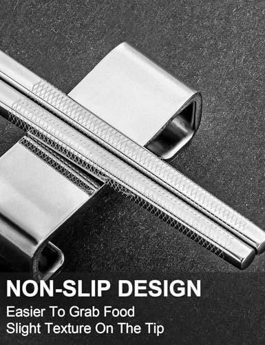 Metal Reusable Chopsticks 2 Pairs Titanium Plated Stainless Steel Chopsticks with Holder