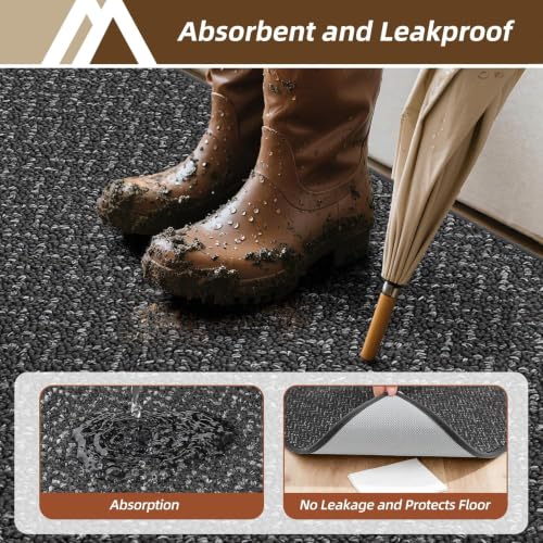 Dirt Trapper Door Mat 17"x30" Non Slip Washable Dark Grey