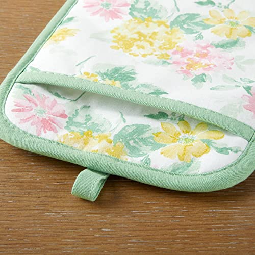 Amber Floral Oven Mitt & Pot Holder Set 2