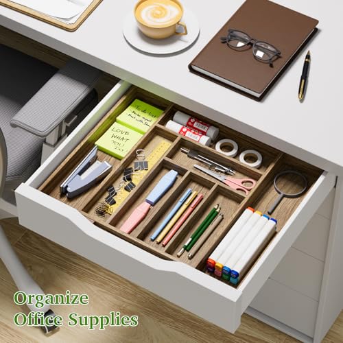 Acacia Wood Kitchen Silverware Drawer Organizer (50.72 Ounce)