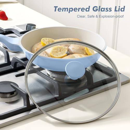 12.5In Nonstick Ceramic Frying Pan with Lid