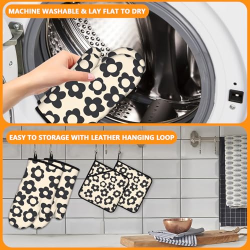 Daisy Flowers Oven Mitts and Pot Holders Sets 4Pcs