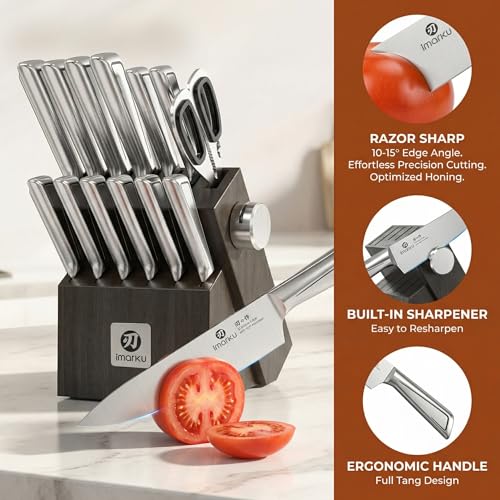 Japanese High Carbon Stainless Steel Knife Set with Block (14 Count)