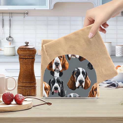 Basset Hound Dogs Napkin Holder for Table Paper Napkins Holder Acrylic Tissue Dispenser Kitchen Dining Room Bathroom Party Car Decor