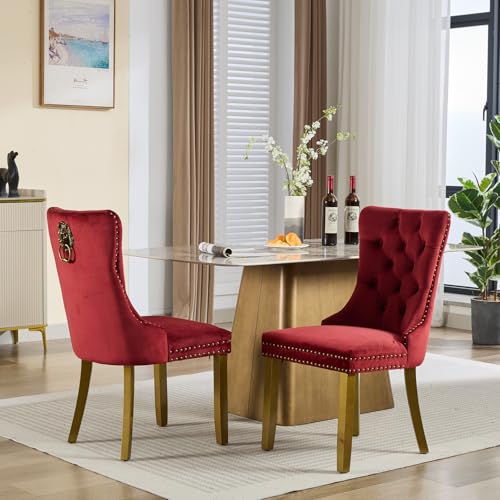 Burgundy Velvet Dining Chairs Set of 2 (2 Count)