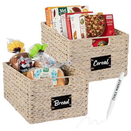 Pantry Baskets Set of 2 16x12in Water Hyacinth Storage Baskets (2 Count)