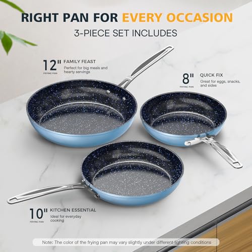 3-Piece 8”, 10”, 12” Forged Lightweight Frying Pan Set