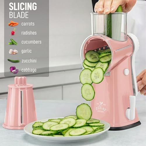 Rotary Cheese Grater Manual Hand Crank 5 Blade Shredder