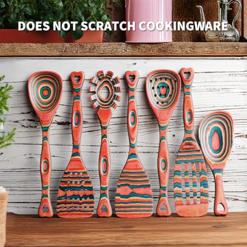Pakkawood 7 Piece Wooden Cooking Utensils (7 Count)
