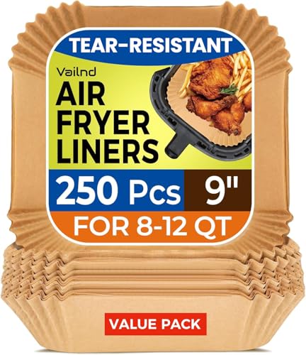 250 Pcs 9" Square Air Fryer Liners Disposable for 8 (125 Count)