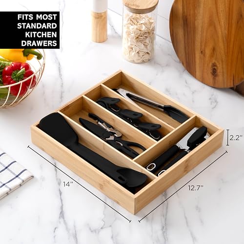 Bamboo Kitchen Utensil Set with Drawer Organizer