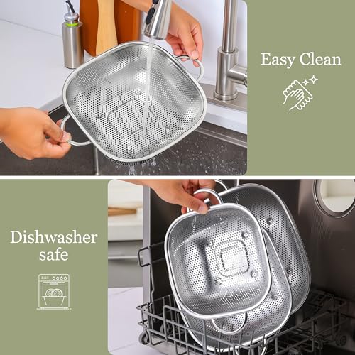 6QT Square Stainless Steel Colander