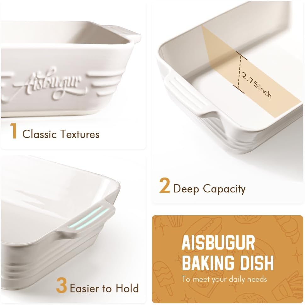 Casserole Dishes for Oven,9x13 Ceramic Baking Dish,4.2 Quarts Large Lasagna Pan with Handles Deep and Large Capacity,Durable Bakeware for Lasagna, Home Decor, Wedding Gift, White - Culinary Roots