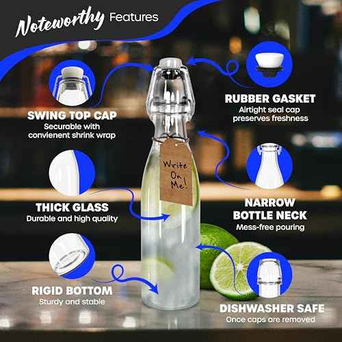 12 Oz Swing Top Glass Bottles with Airtight Lid 12 Pack Bundle (12 Count)