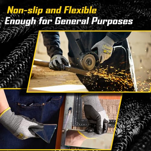 120 Pairs A6 PU Cut Resistant Safety Work Gloves with Grip (120 Count)
