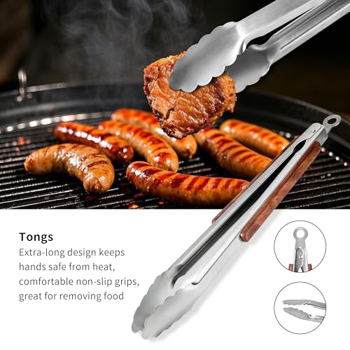 Heavy Duty Grilling Accessories Rose Wooden BBQ Grilling Tools Set (4 Count)