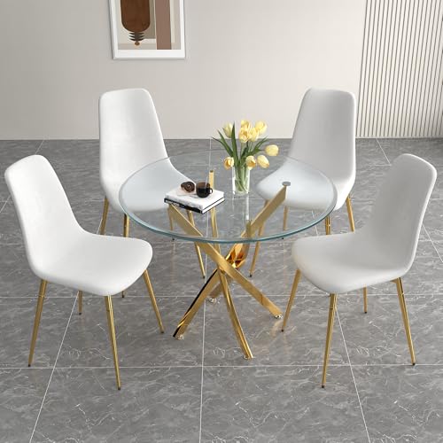 36" Round Glass Dining Table Set for 4 (4 Count)
