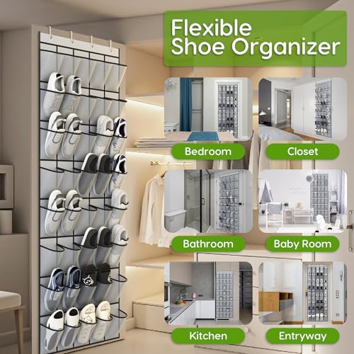 Over the Door Shoe Organizer with 40 Large Breathable Mesh Pockets