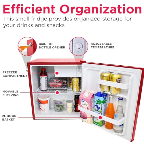 EFR176 RED 1.6 cu. ft. Retro Bar Fridge with Side Bottle Opener