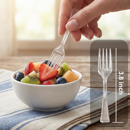 300 Pieces Clear Plastic Mini Forks 4 Inches Clear Plastic Forks Plastic Tasting Forks (300 Count)