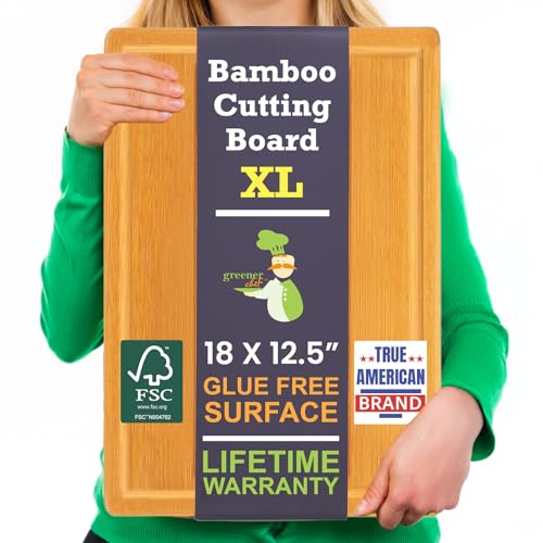 Extra Large Bamboo Cutting Board Featuring 18 Inch Wood Cutting Boards for Kitchen with Glue