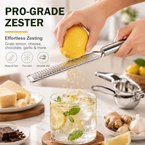 Lemon Squeezer & Zester Set Stainless Steel Citrus Juicer (2 Count)