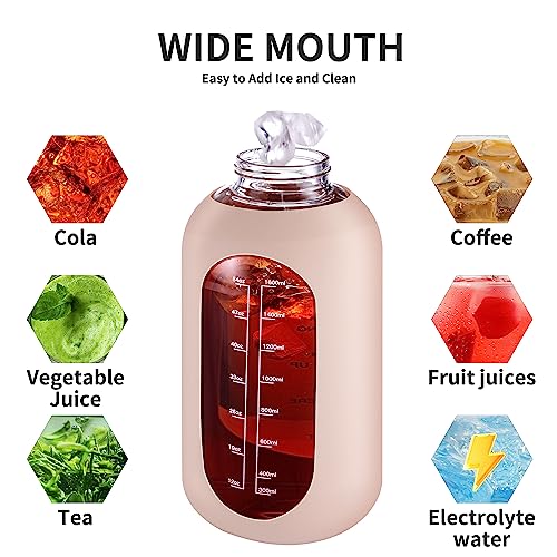64 oz Glass Water Bottle with Straw