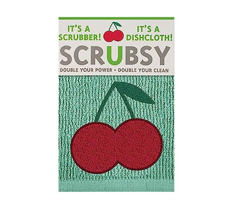MÜkitchen SCRUBSY 100% Cotton Kitchen Dish Cloth with Built in Scrubber