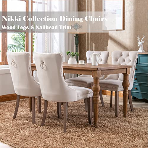 Beige Velvet Dining Chairs Set of 6 (6 Count)