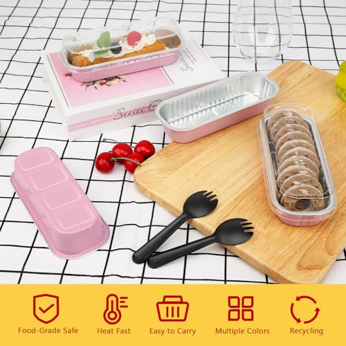 Mini Loaf Pans with Lids 100 Pack (6.8 Fl Oz)