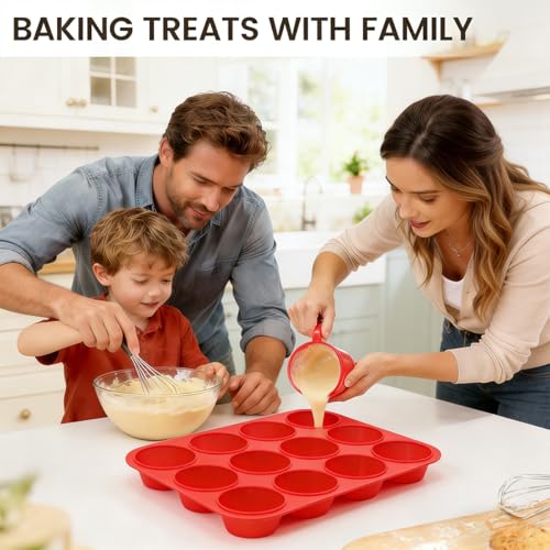 Silicone Muffin Pan 3 Pack Regular 12 Cup Muffin Tin for Baking Banana Muffins Cupcakes Egg Muffins (3 Count)