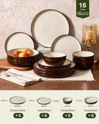 Milkyway 16 Piece Stoneware Dinnerware Set with Pasta Bowls