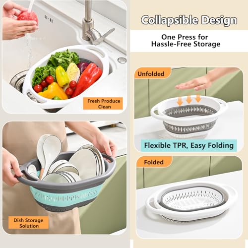 2 Pack Collapsible Silicone Colander Strainer