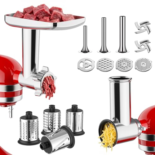 Metal Meat Grinder and Cheese Grater Set for KitchenAid Mixers (2 Count)