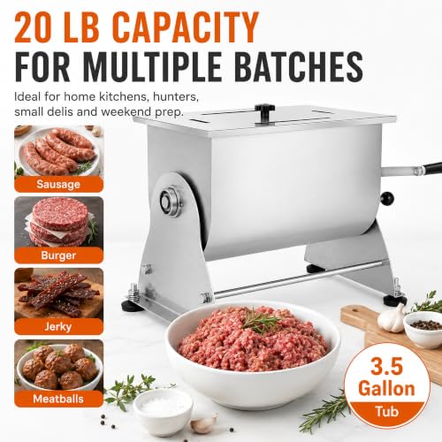 20 lb Tilting Meat Mixer for Sausage Burger Jerky