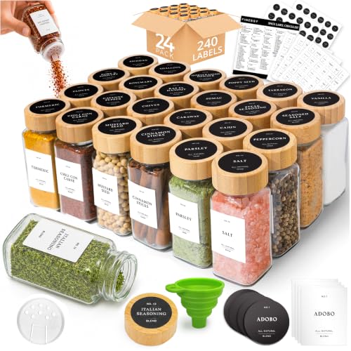 Glass Spice Jars With Bamboo Lids (4 Count)