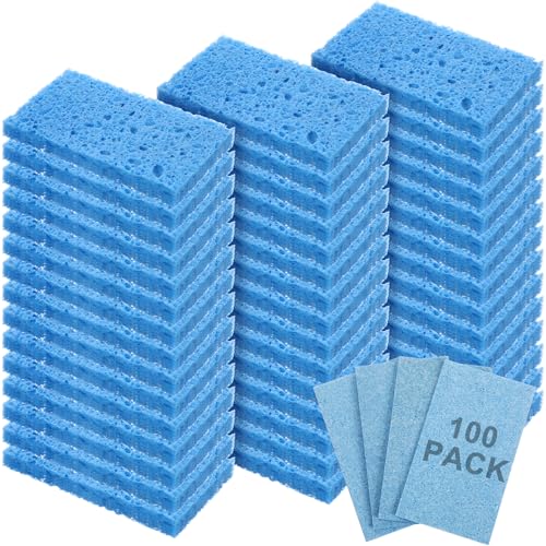 100 Pieces Compressed Wood Pulp Dish Sponges for Kitchen (100 Count)