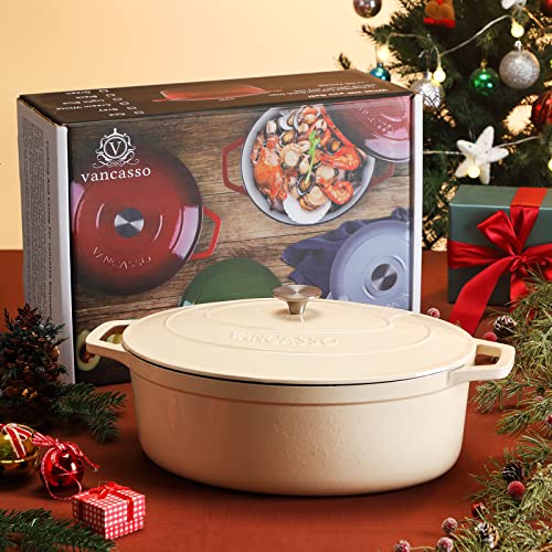 9.3 Qt Oval Enameled Cast Iron Dutch Oven with Lid