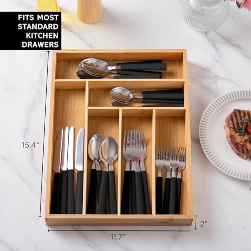 Bamboo Kitchen Utensil Set with Drawer Organizer